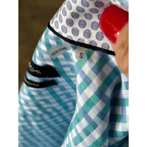 Bugatchi Blue Green Classic Fit Plaid Print Long Sleeve Button Down Shirt Size S - Picture 5 of 6